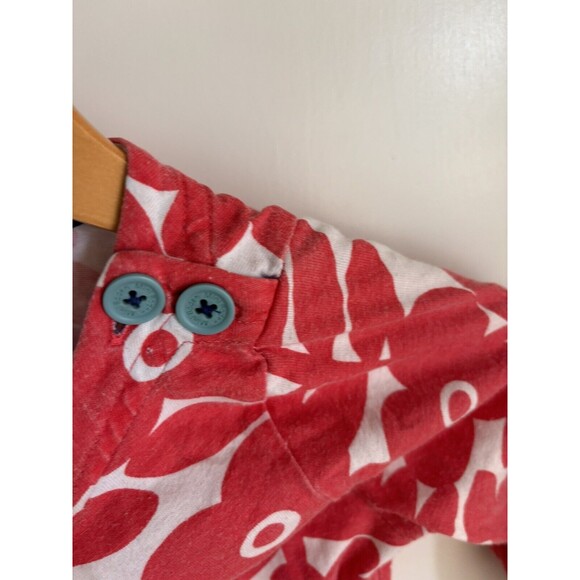 Mini Biden Girls Red Blue Floral Dress Shirt Buttons Size 5-6 - Picture 3 of 7